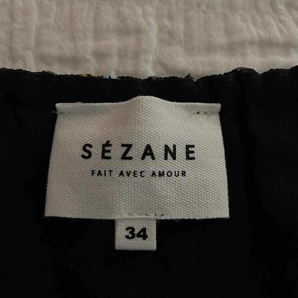 SEZANE black print shirt size 34 or Small - Picture 6 of 11